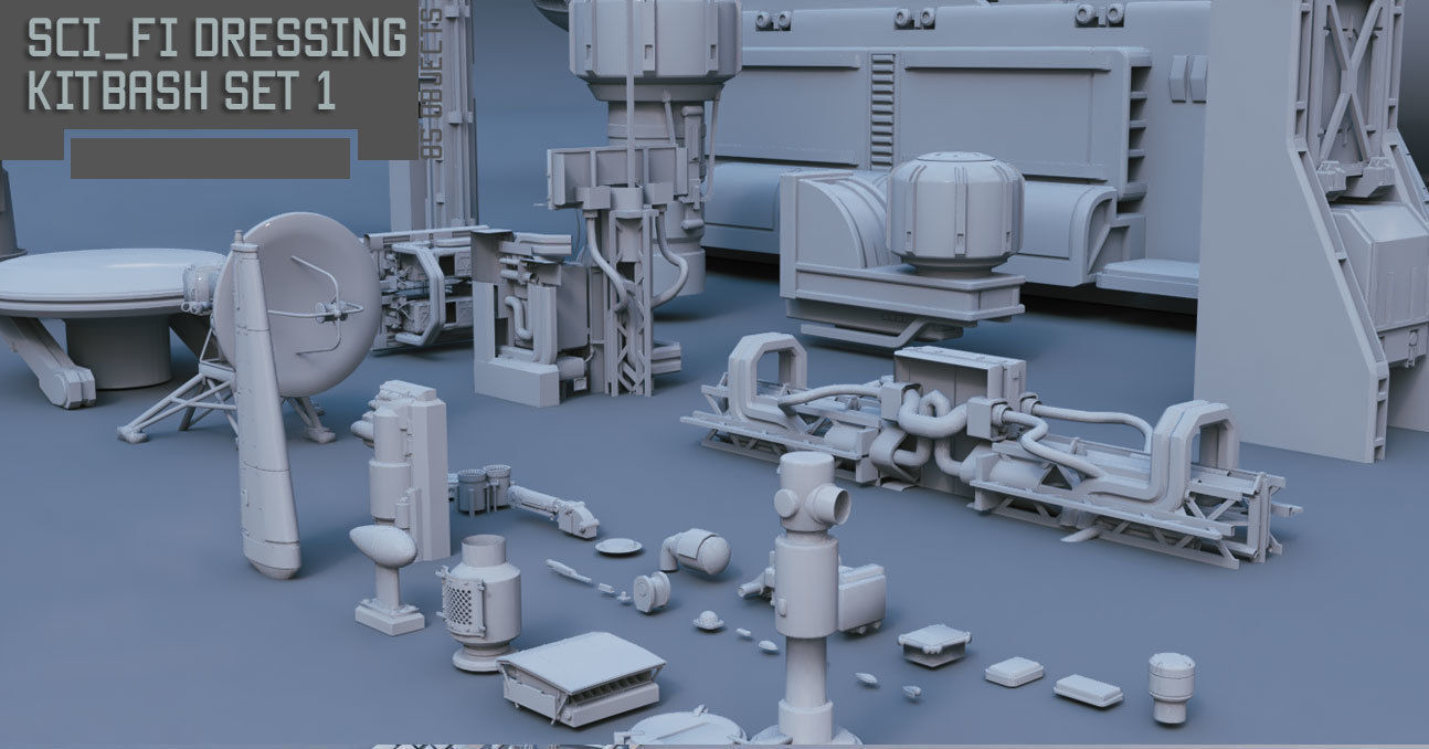 Scifi dressing kitbash set 1 3D model_3