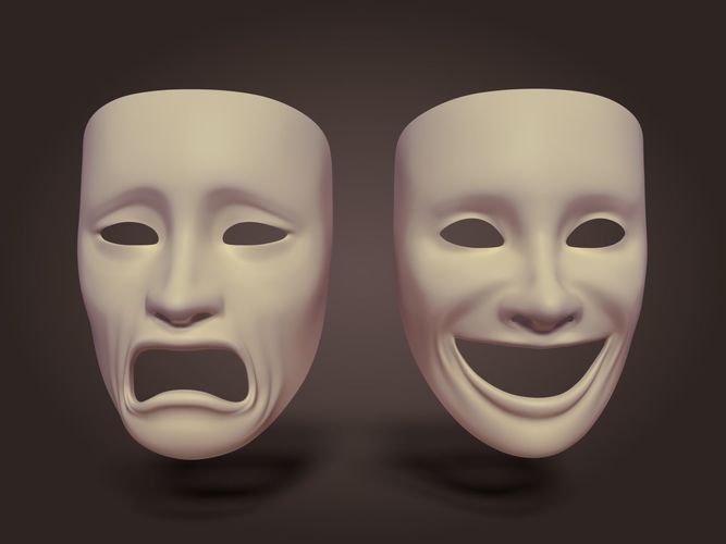 Theater Mask Low-poly 3D model