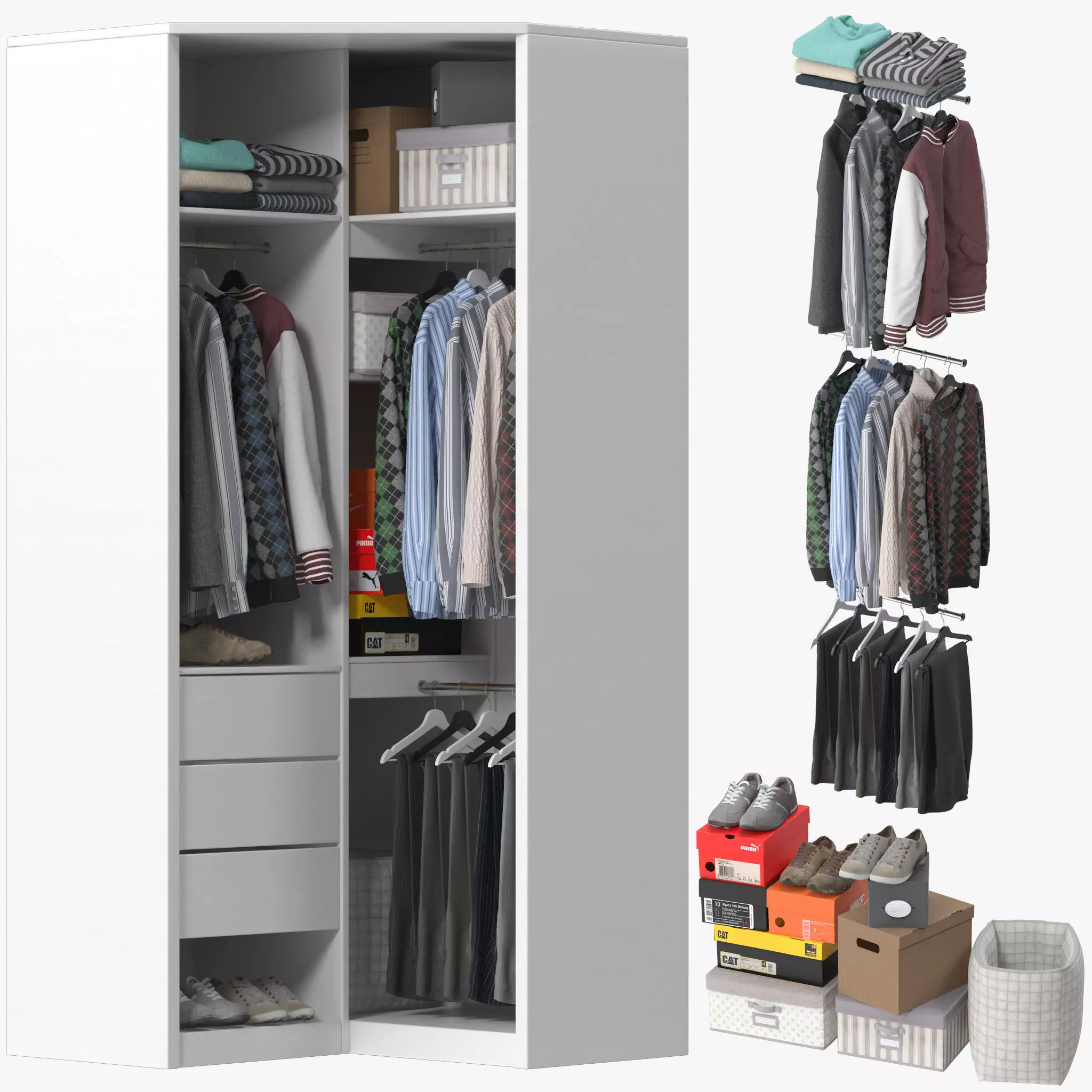 Wardrobe with Clothes 10 3D model_0