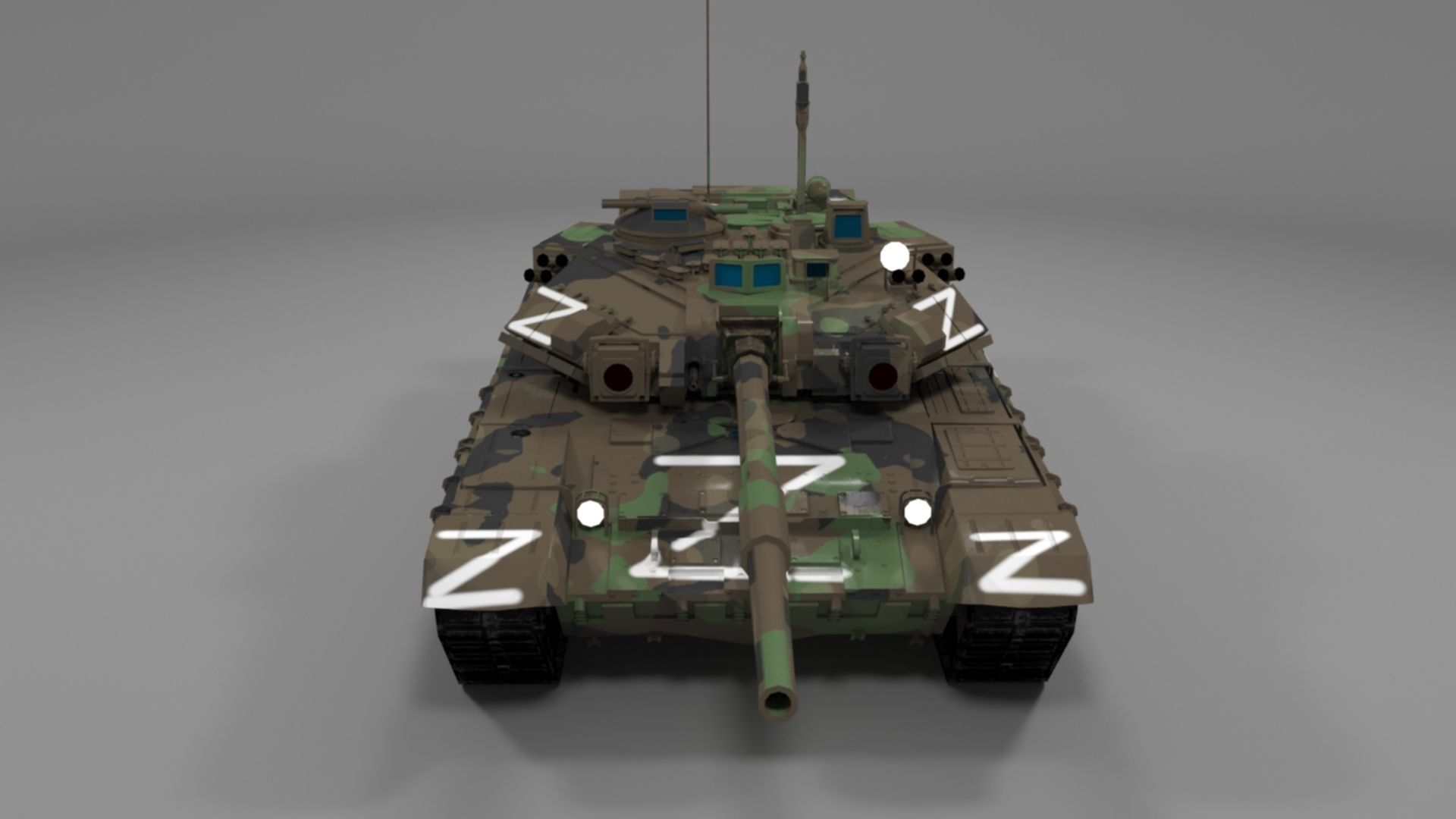 High Quality T90A Main Battle Tank with Iconic Z Marking  Low-poly 3D model_14