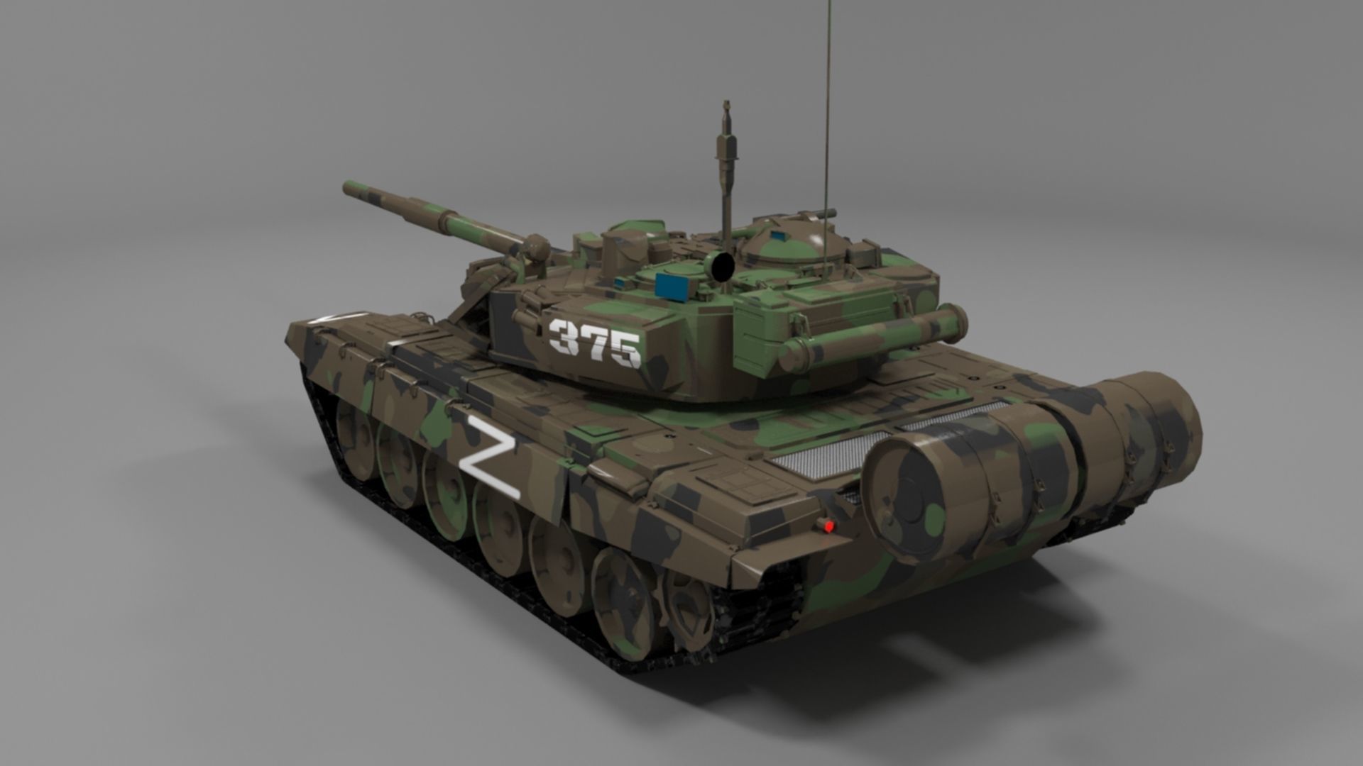 High Quality T90A Main Battle Tank with Iconic Z Marking  Low-poly 3D model_5