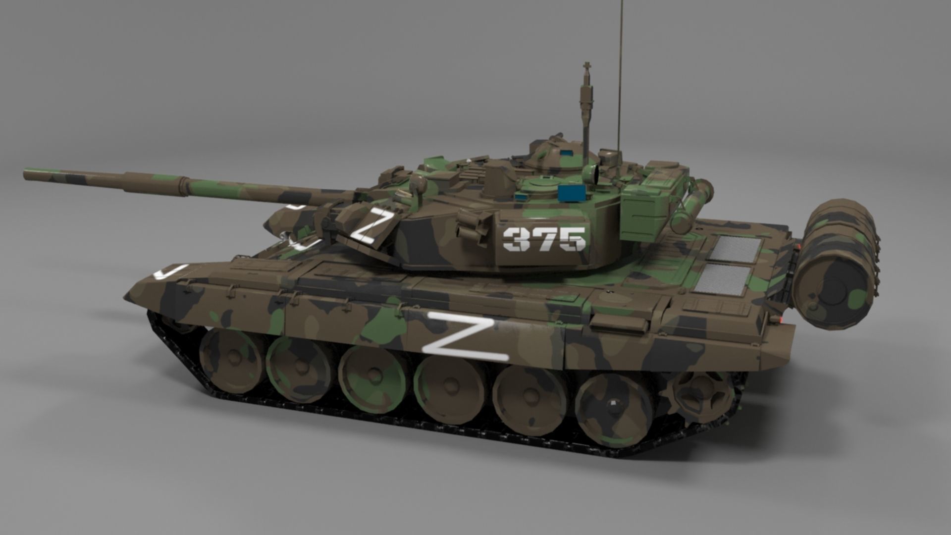 High Quality T90A Main Battle Tank with Iconic Z Marking  Low-poly 3D model_18