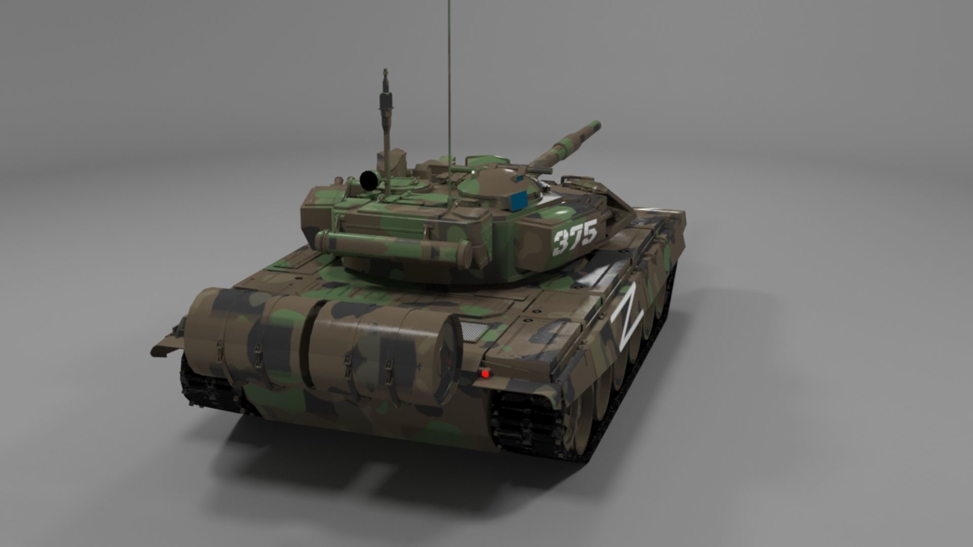 High Quality T90A Main Battle Tank with Iconic Z Marking  Low-poly 3D model_7