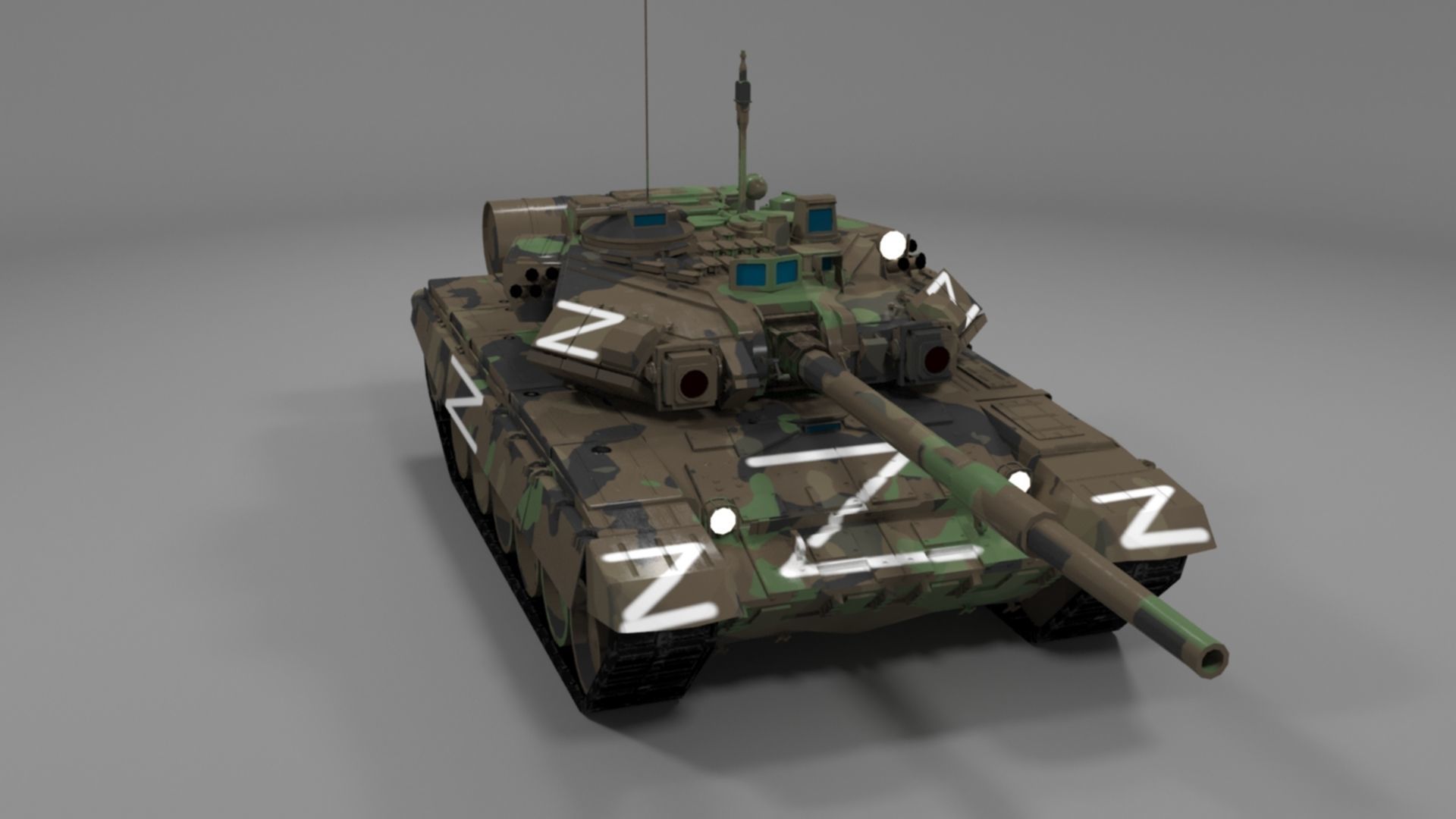 High Quality T90A Main Battle Tank with Iconic Z Marking  Low-poly 3D model_27