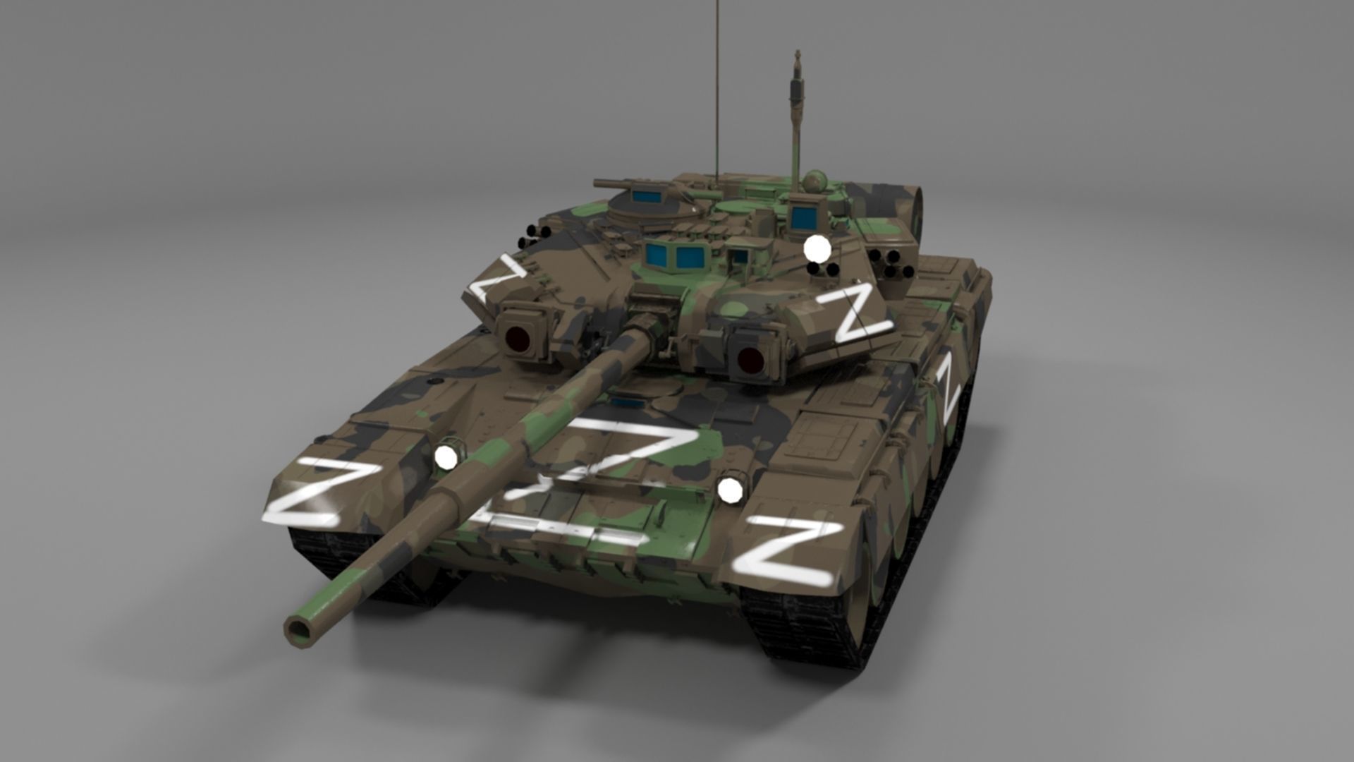 High Quality T90A Main Battle Tank with Iconic Z Marking  Low-poly 3D model_13