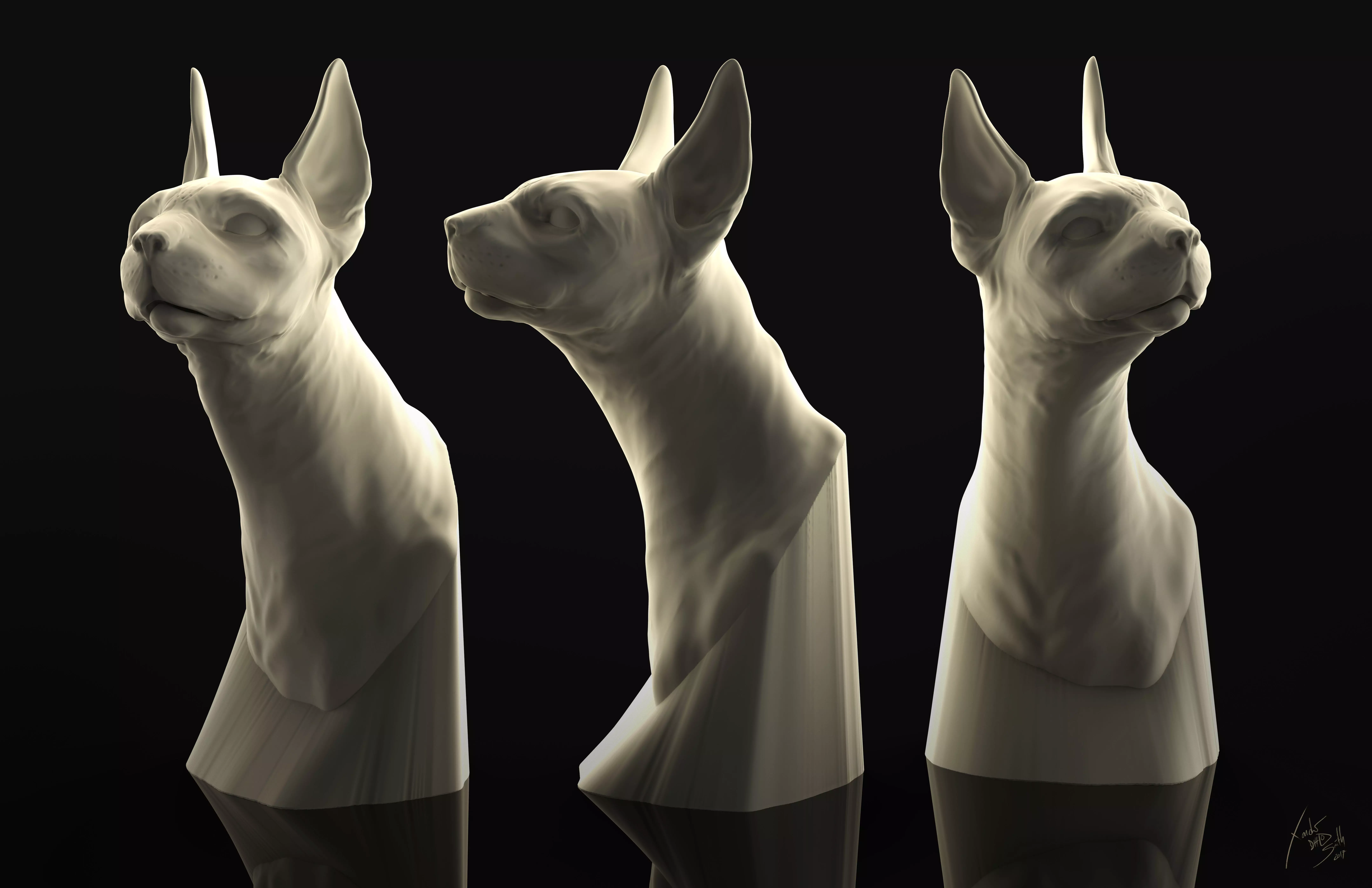 Sphinx Cat 3D Printable Sculpture 3D print model_0