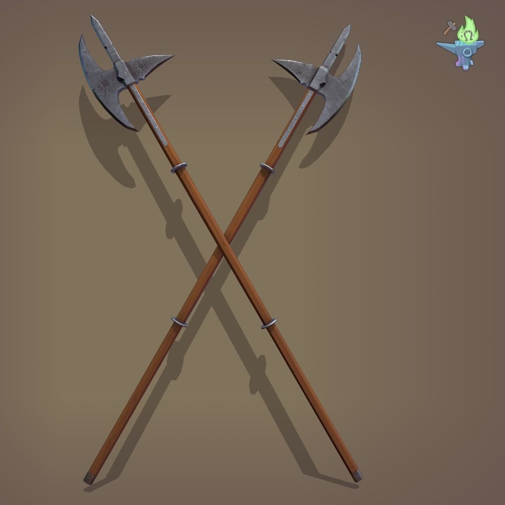 Poleaxe Halberd Low-poly 3D model_8