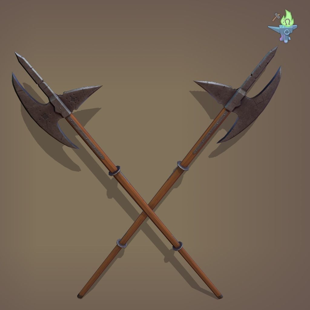 Poleaxe Halberd Low-poly 3D model_10