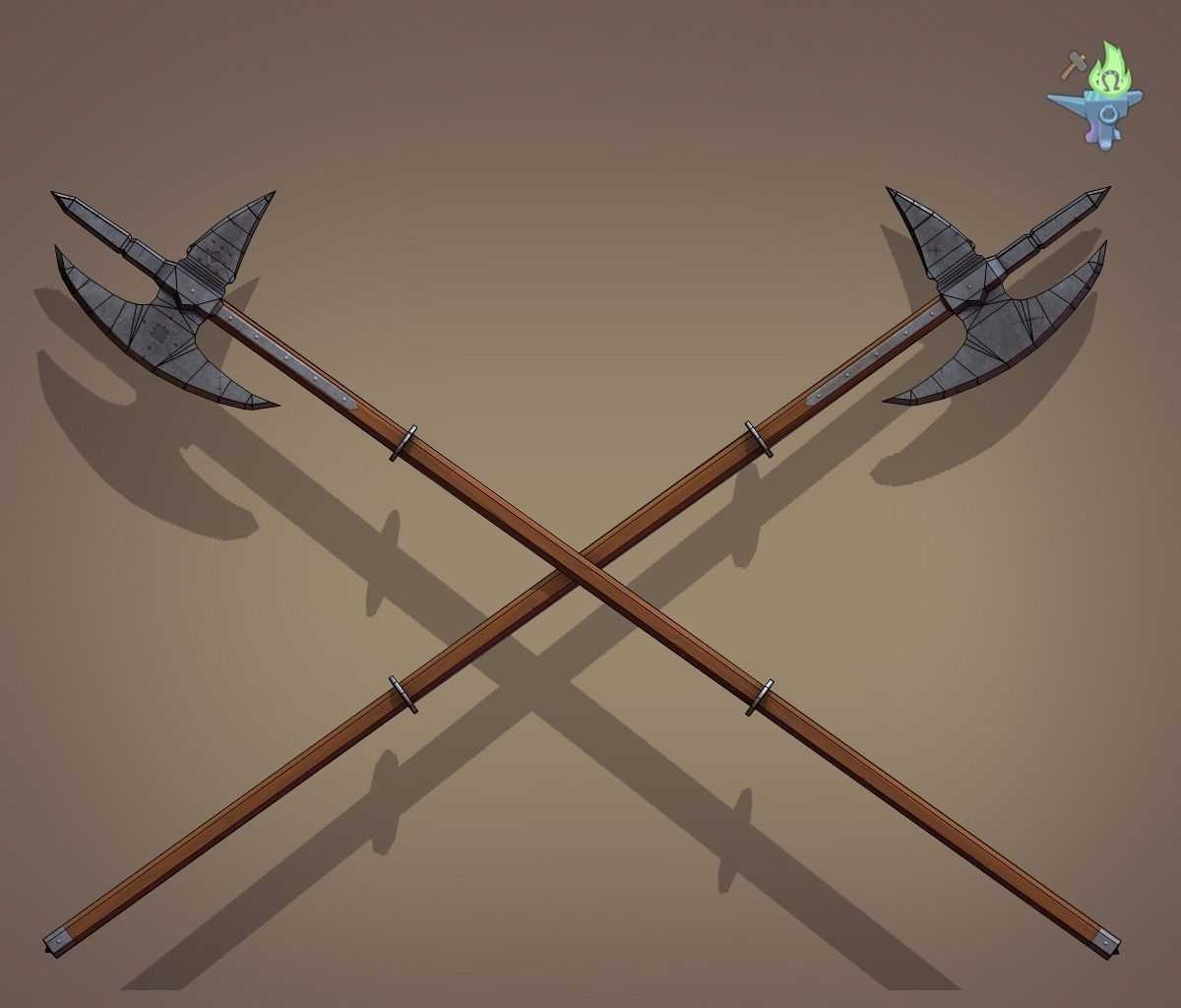Poleaxe Halberd Low-poly 3D model_3