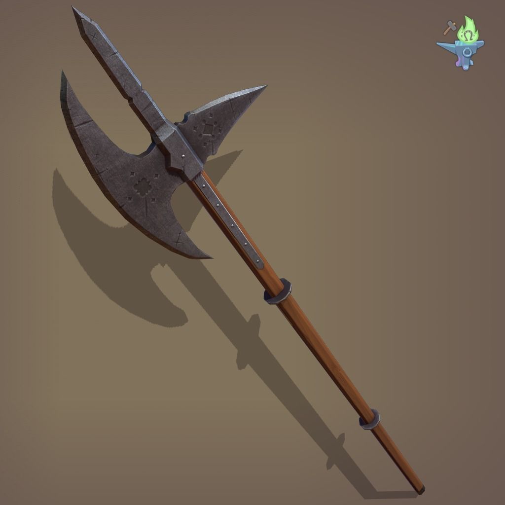 Poleaxe Halberd Low-poly 3D model_12