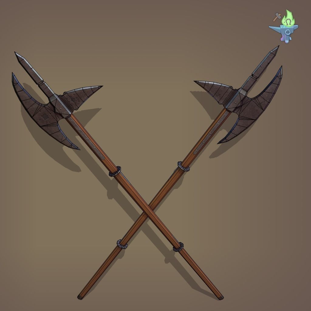Poleaxe Halberd Low-poly 3D model_11