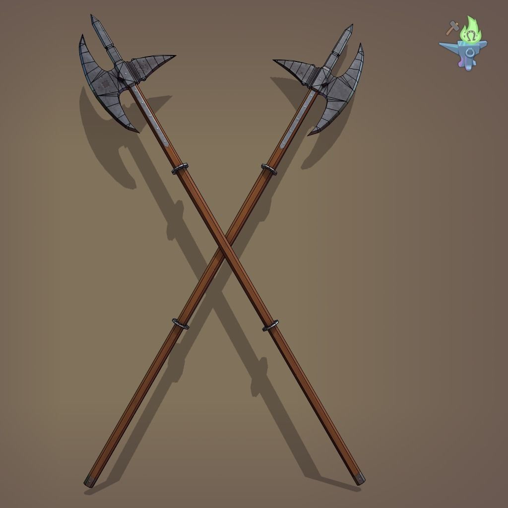 Poleaxe Halberd Low-poly 3D model_9