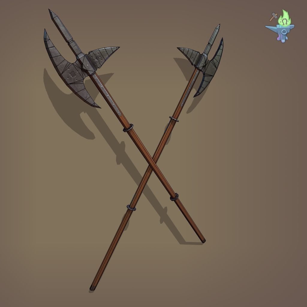Poleaxe Halberd Low-poly 3D model_7