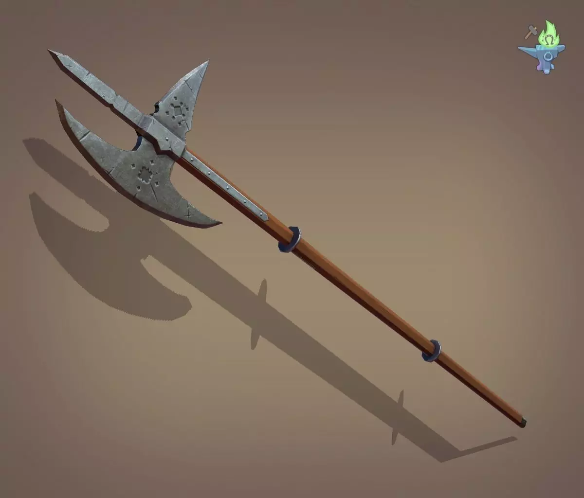 Poleaxe Halberd Low-poly 3D model_0