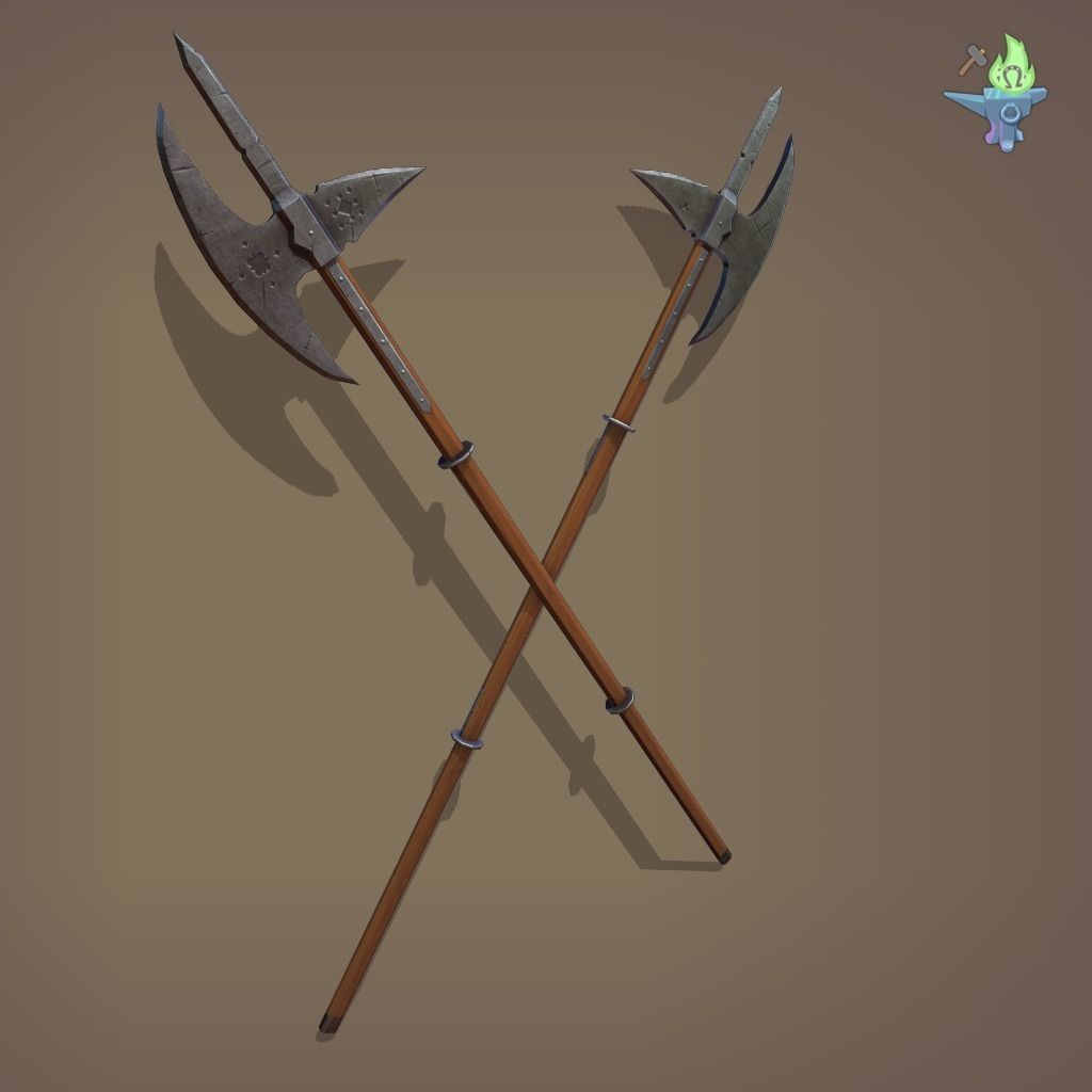 Poleaxe Halberd Low-poly 3D model_6