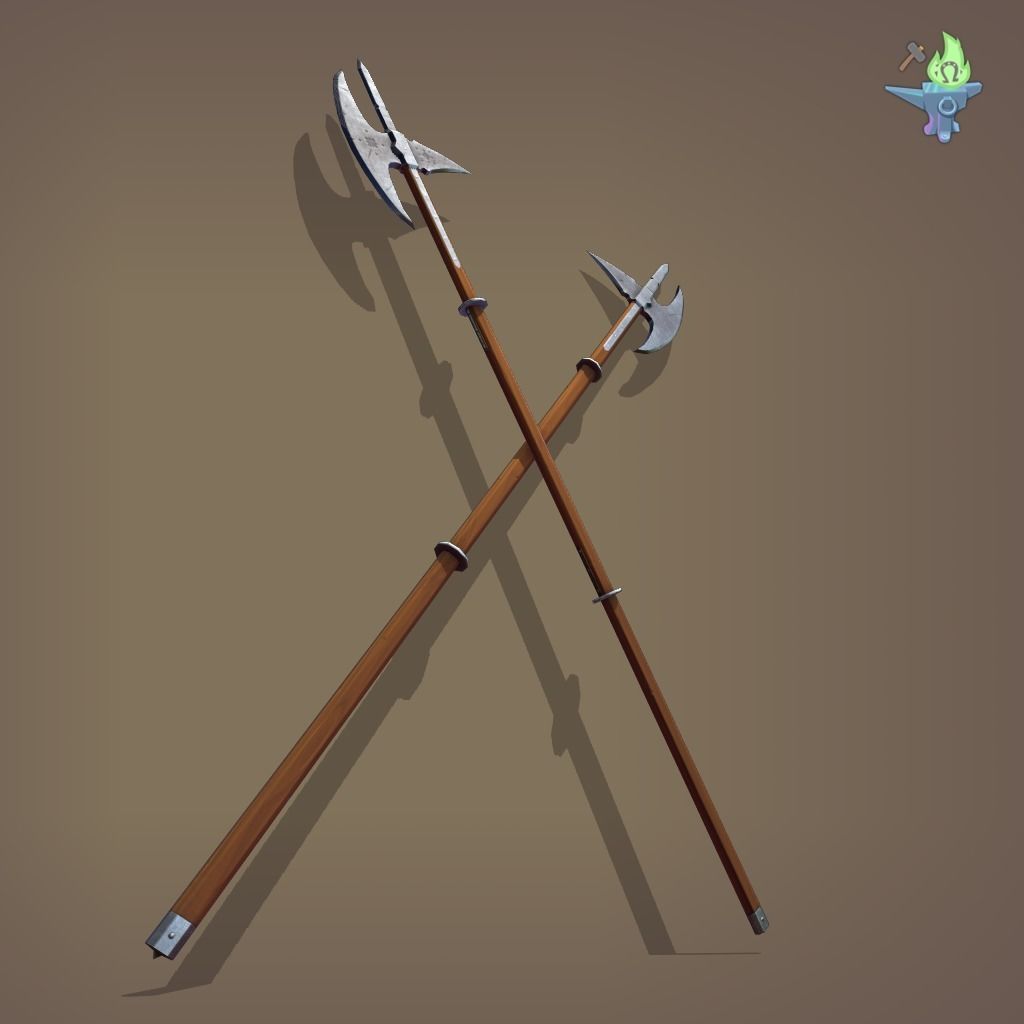 Poleaxe Halberd Low-poly 3D model_16