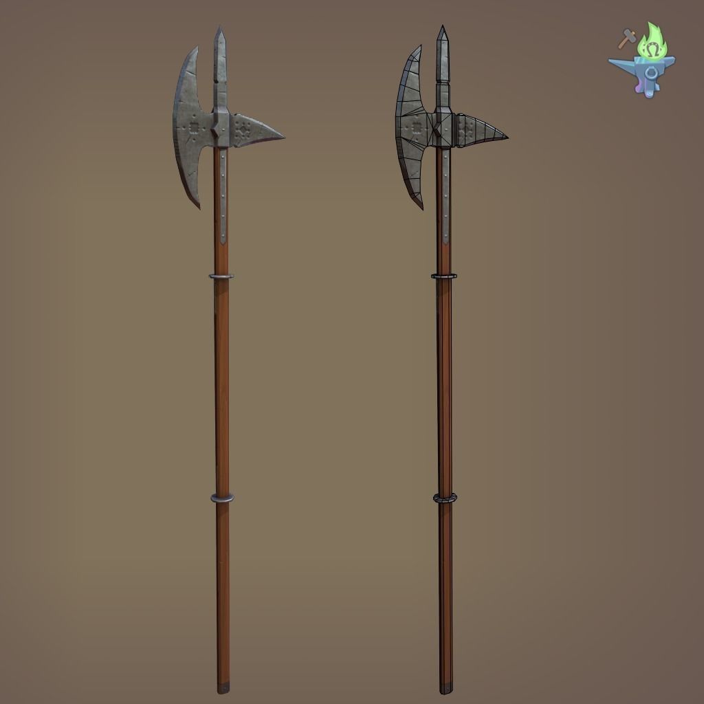 Poleaxe Halberd Low-poly 3D model_5