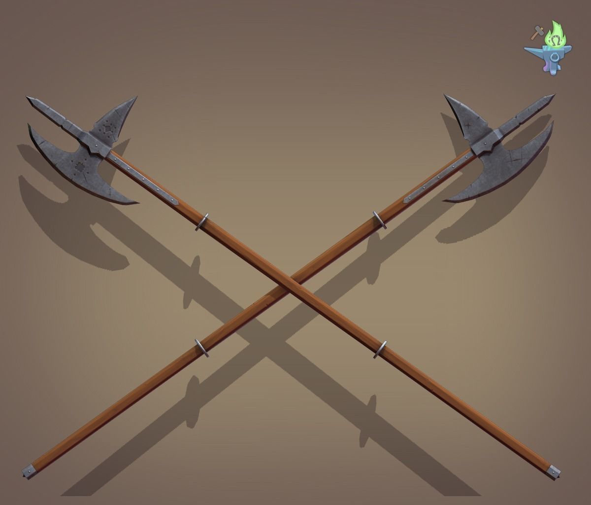 Poleaxe Halberd Low-poly 3D model_4