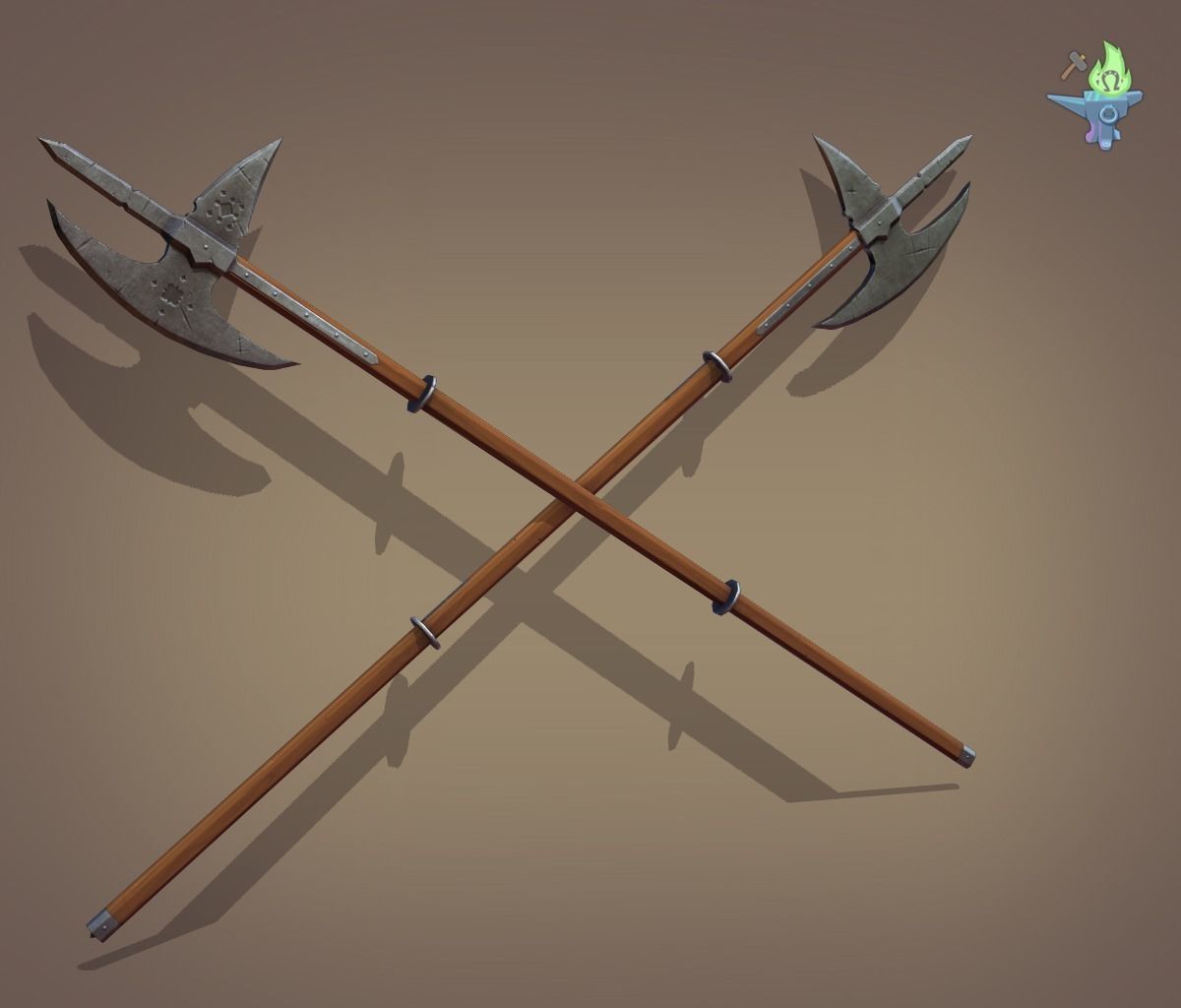 Poleaxe Halberd Low-poly 3D model_2