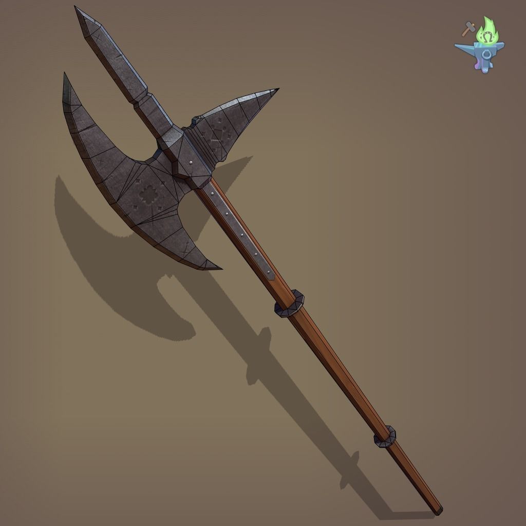 Poleaxe Halberd Low-poly 3D model_13