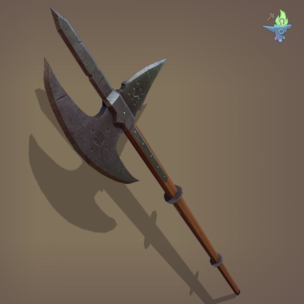 Poleaxe Halberd Low-poly 3D model_14