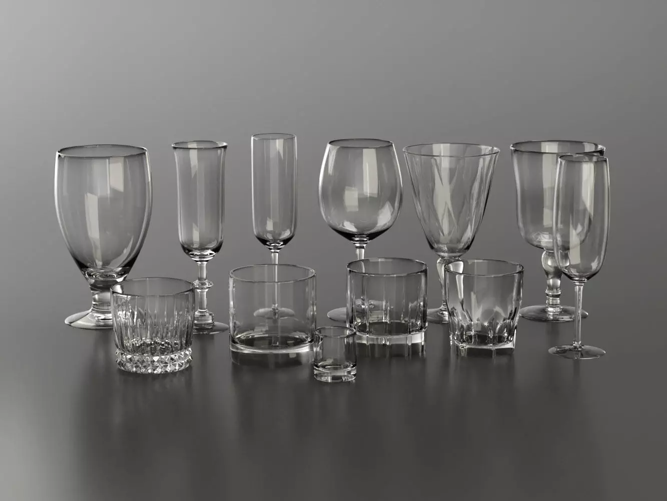 Glassware Collection for Interior Renders 3D model_0