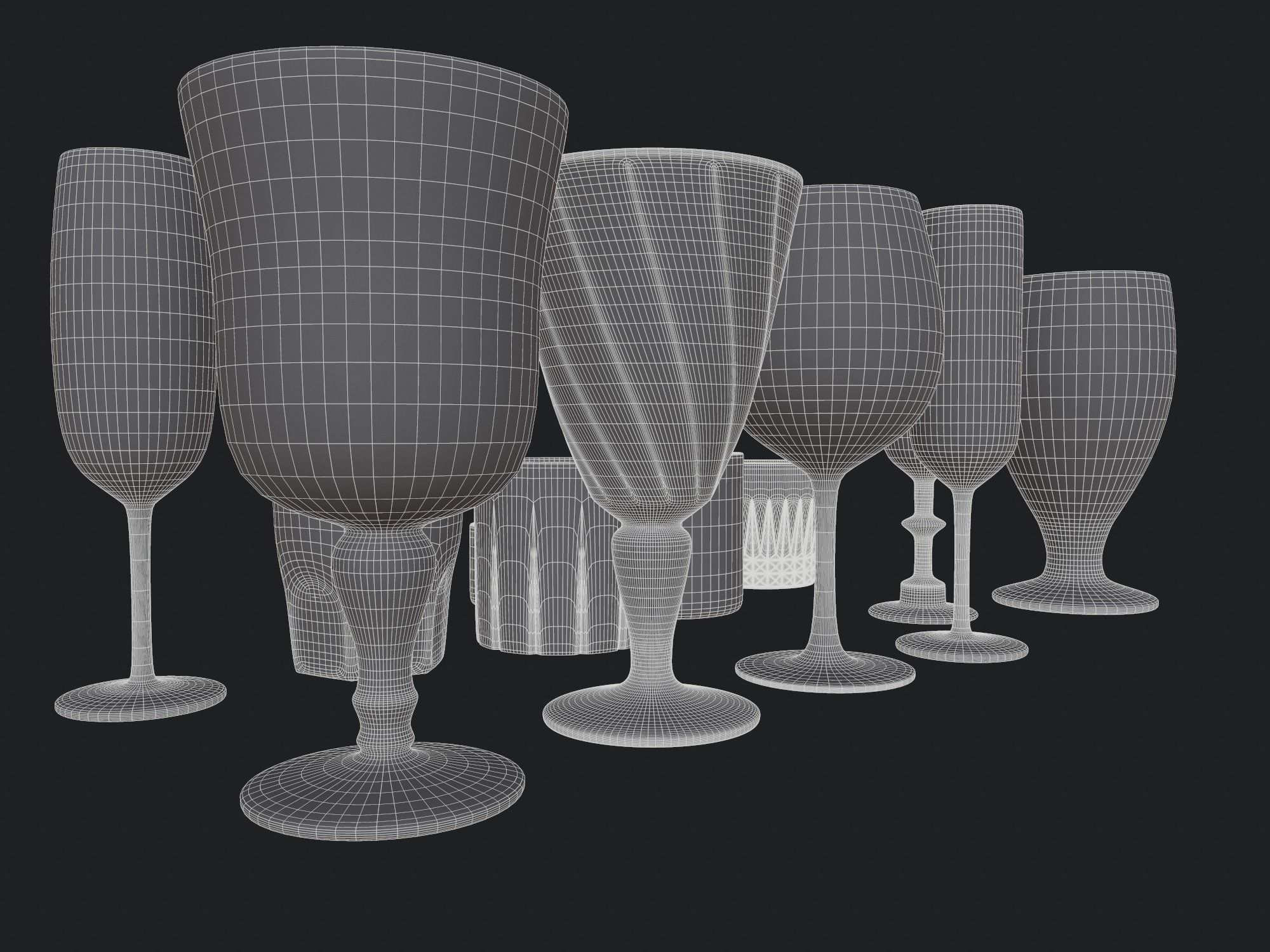 Glassware Collection for Interior Renders 3D model_16
