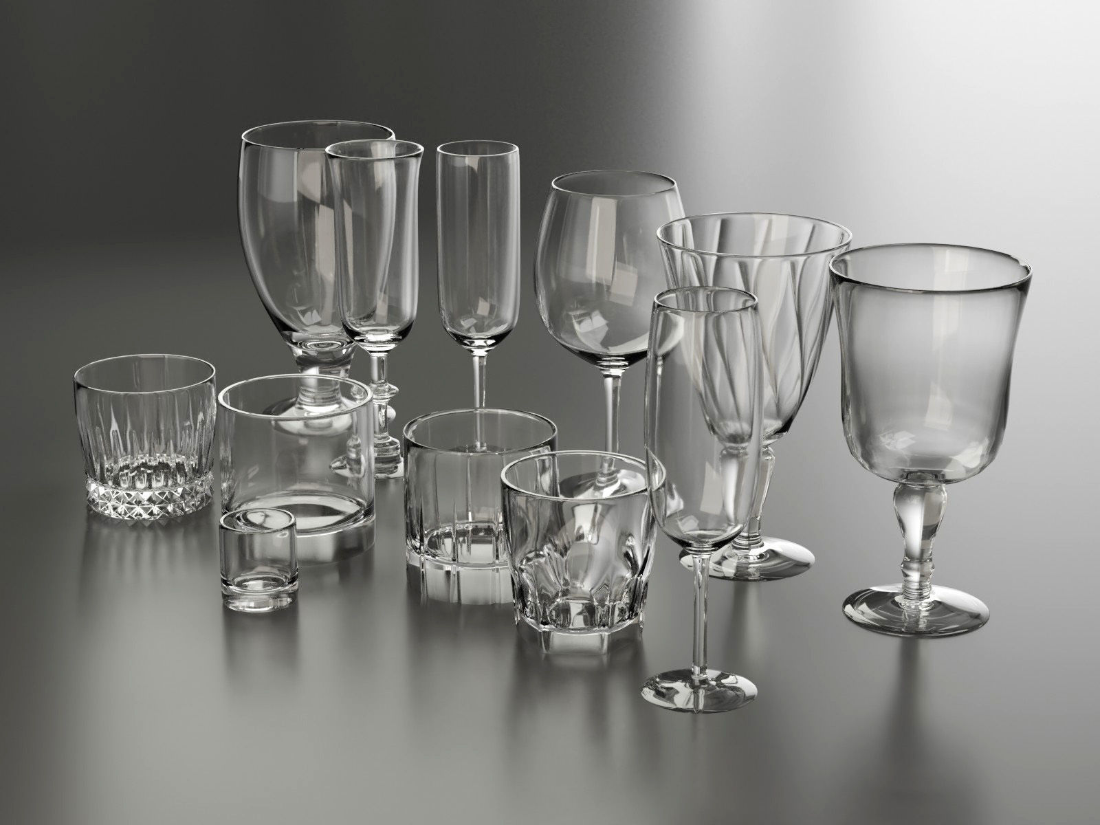 Glassware Collection for Interior Renders 3D model_2