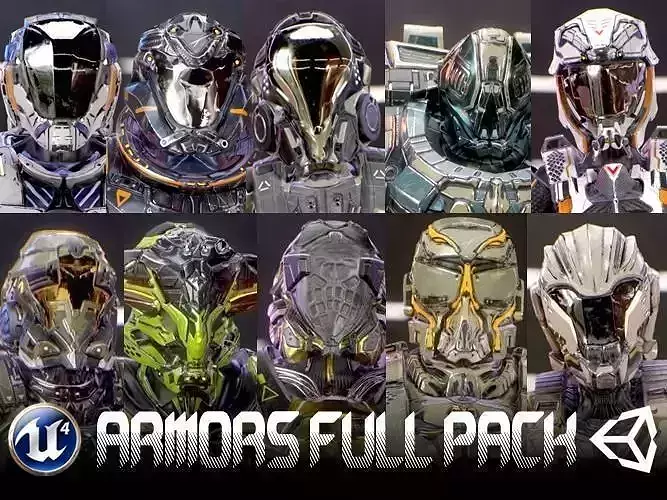 Armors Full Pack Low-poly 3D model