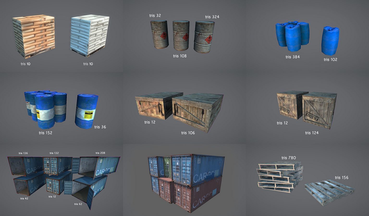 RPG FPS Game Assets for PC Mobile Industrial Set v4 Low-poly 3D model_16