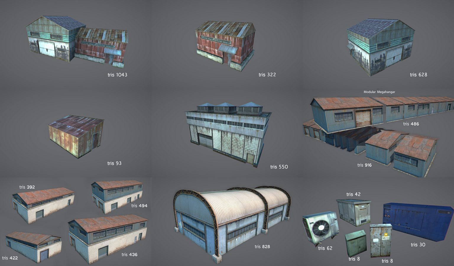 RPG FPS Game Assets for PC Mobile Industrial Set v4 Low-poly 3D model_21