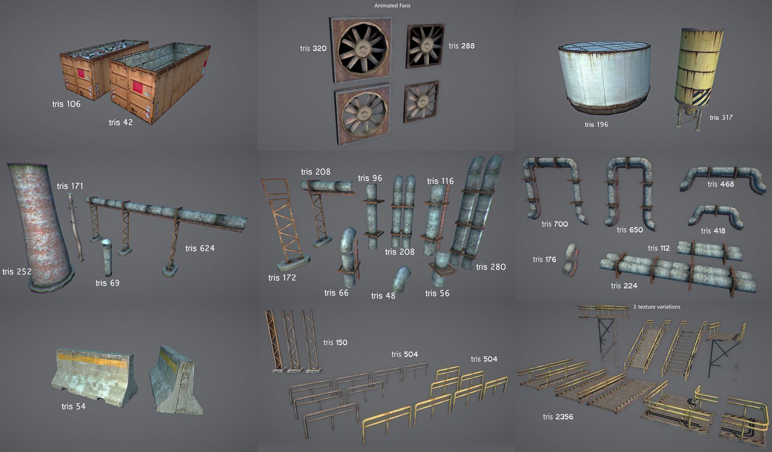 RPG FPS Game Assets for PC Mobile Industrial Set v4 Low-poly 3D model_17
