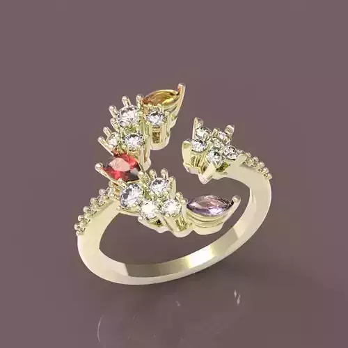 Ring Crescent moon with star