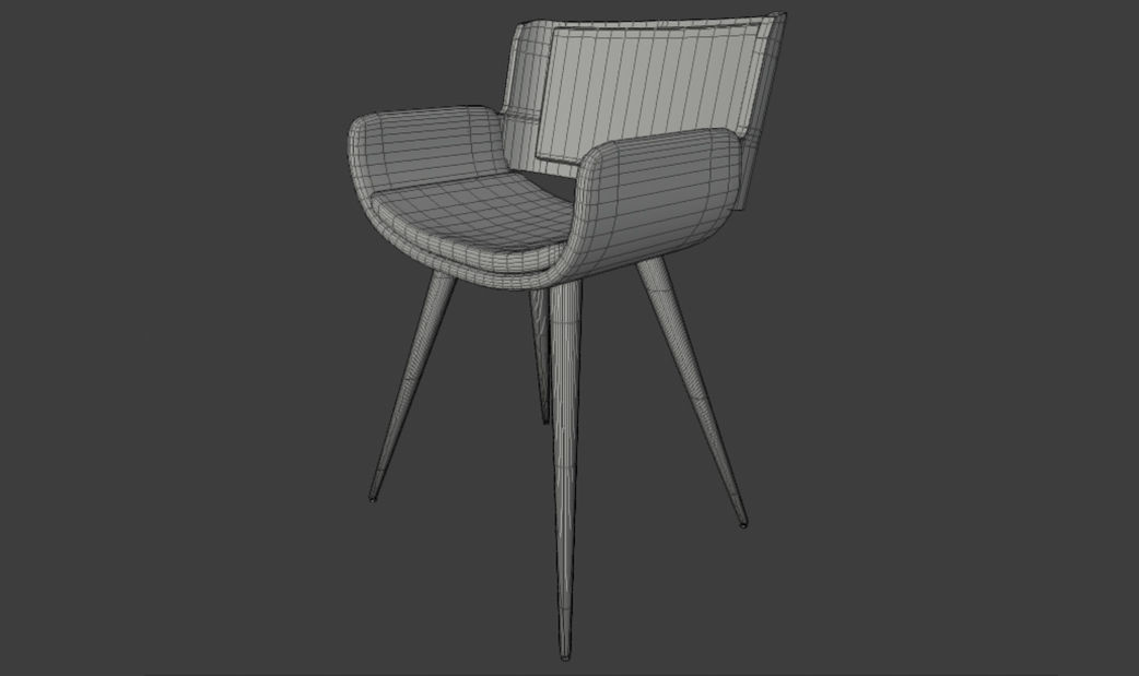 Morden Wooden Chair 3D model_7