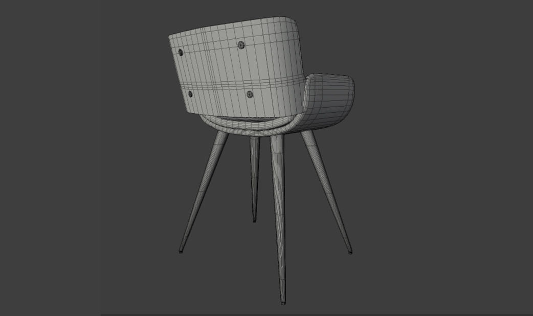 Morden Wooden Chair 3D model_6