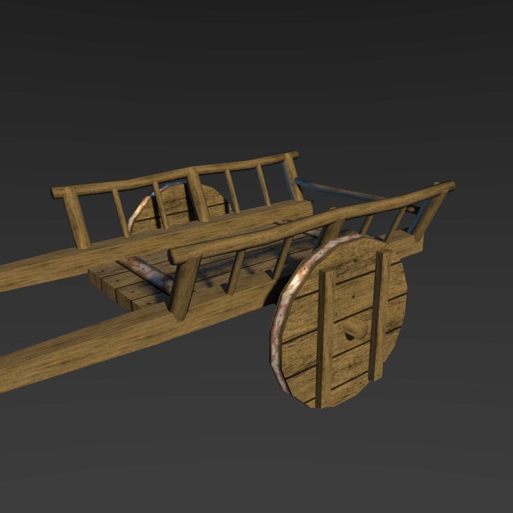 Medieval Carriage Low-poly 3D model_1