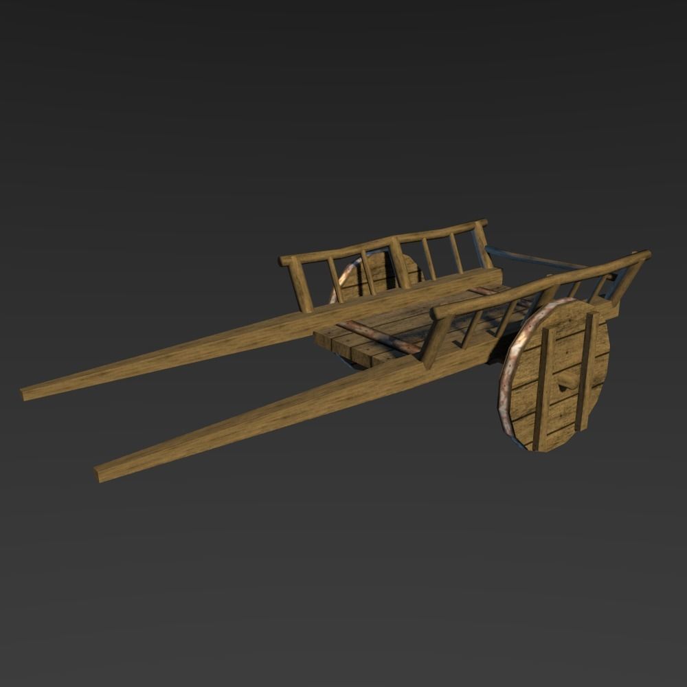 Medieval Carriage Low-poly 3D model_0
