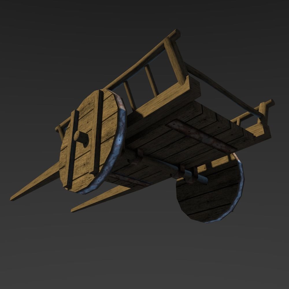 Medieval Carriage Low-poly 3D model_2