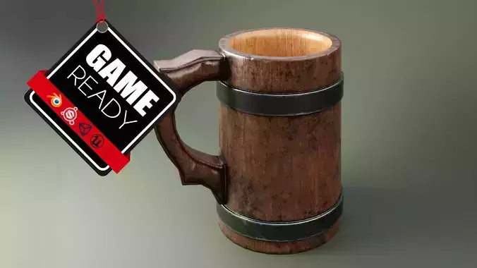 Medieval Mug Low-poly 3D model