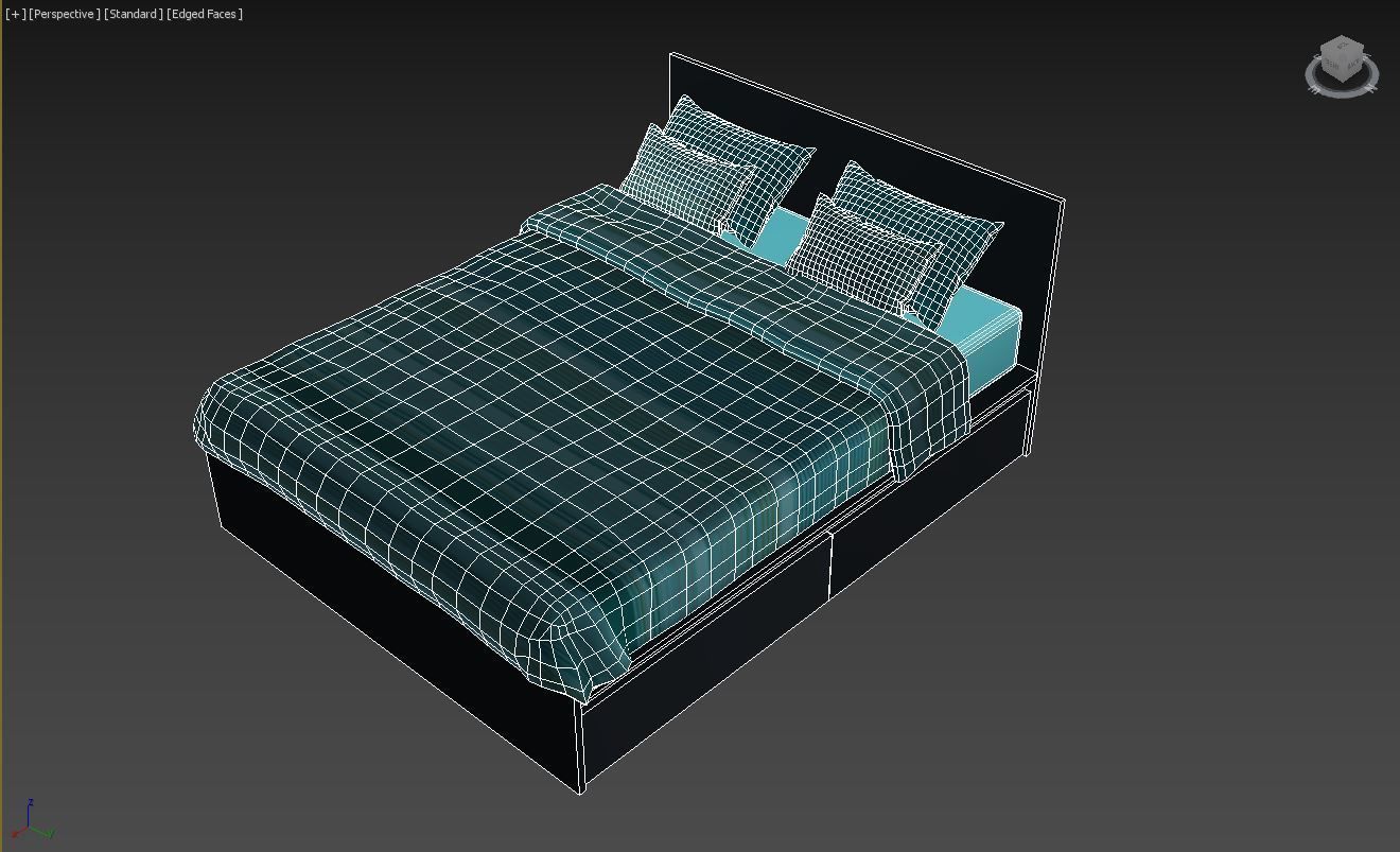 Bed modern Style High Quality Low-poly 3D model_2