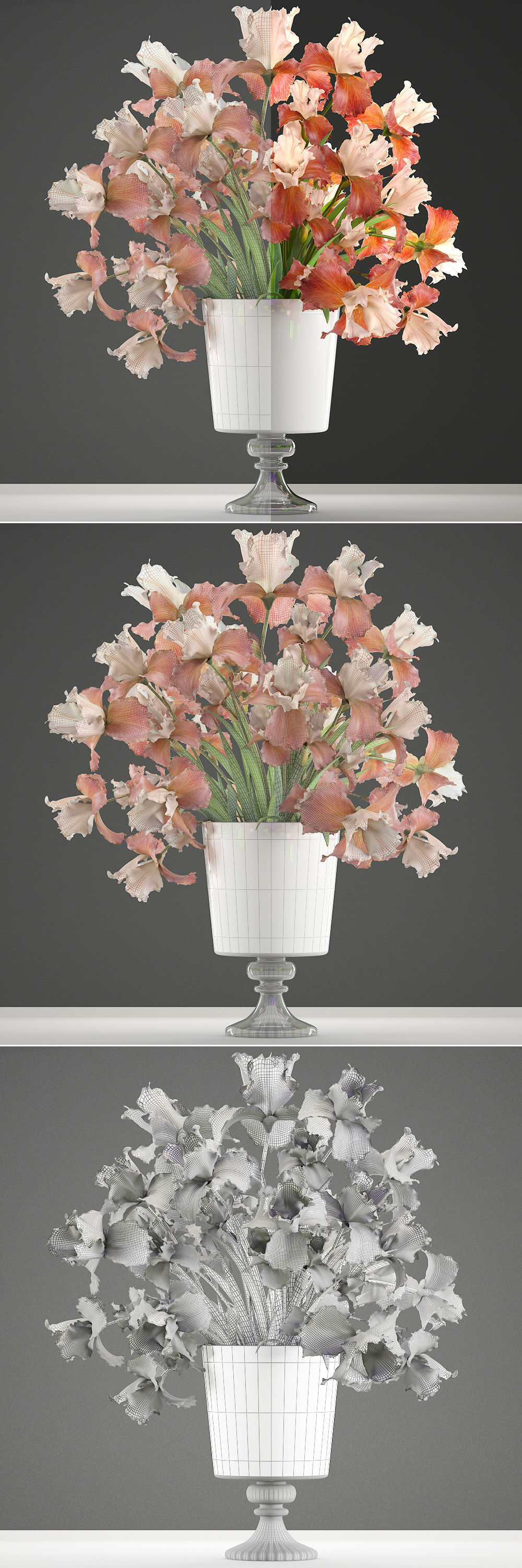 Flower bouquet iris 3D model_9