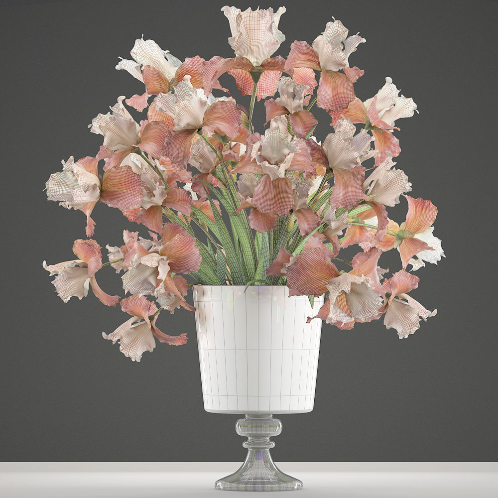 Flower bouquet iris 3D model_3