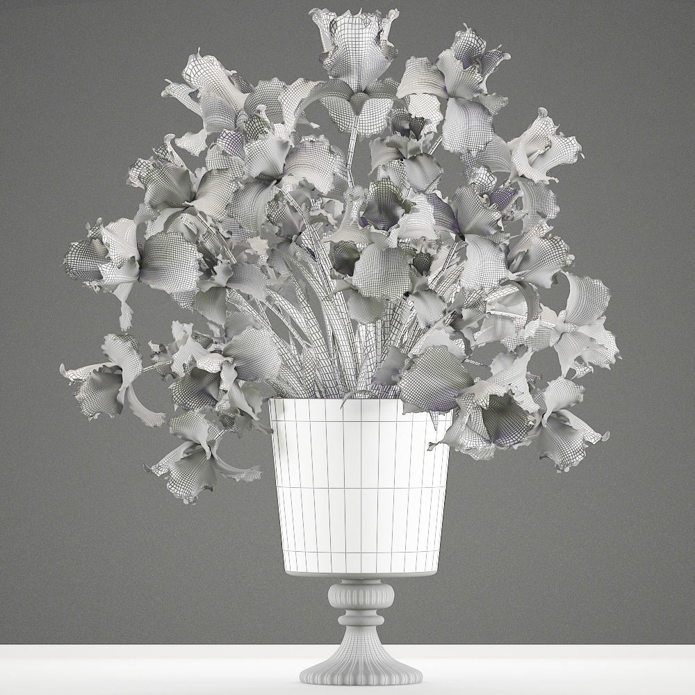Flower bouquet iris 3D model_5
