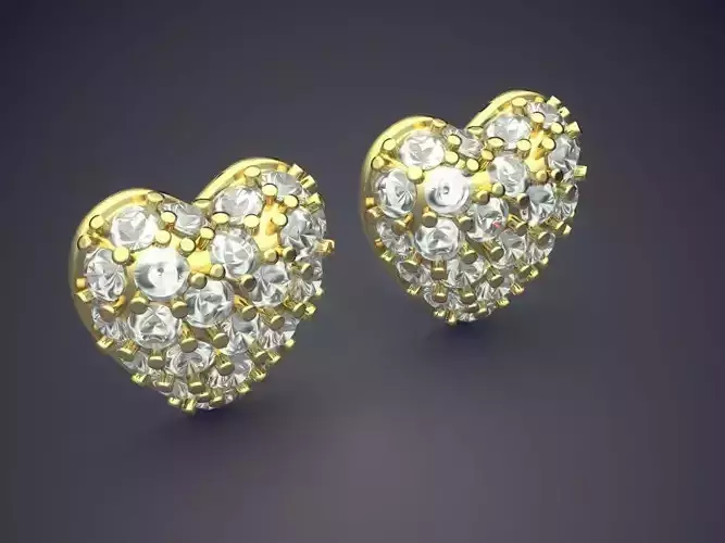 Heart-Shaped Beautiful Earrings with Diamonds