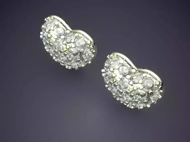 Heart-Shaped Beautiful Earrings with Diamonds