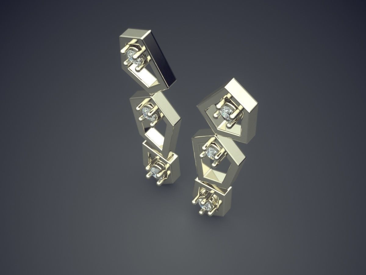 Beautiful Unique Golden Earrings 3D print model_1