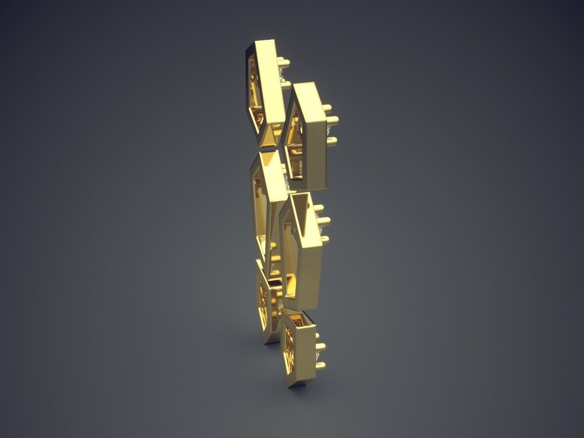 Beautiful Unique Golden Earrings 3D print model_3