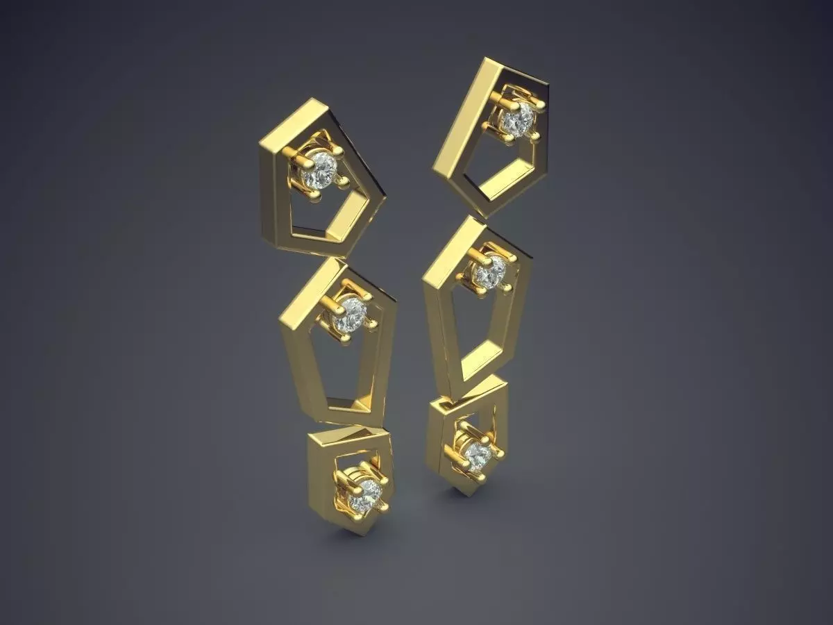 Beautiful Unique Golden Earrings 3D print model_0
