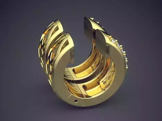 Thick Luxurious Textured Earrings with Diamonds