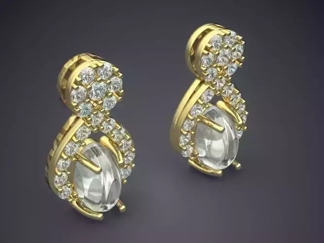 Gorgeous Luxurious Textured Earrings with Diamonds 3D print model